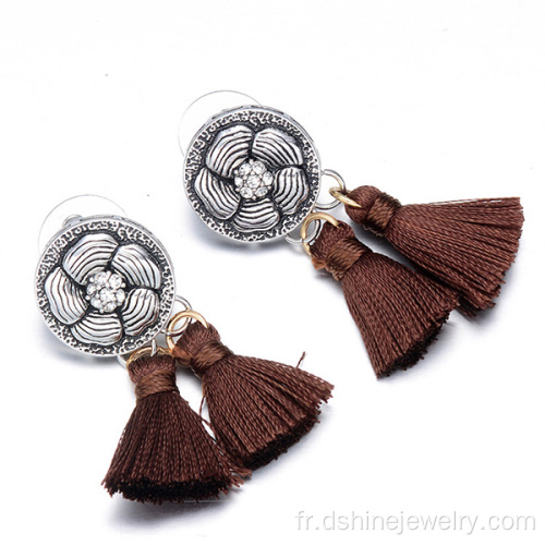 Bijoux Bohème Tassel délicates boucles d’oreilles en alliage StudsBohemian bijoux Tassel délicates boucles d’oreilles en alliage oreille argenter